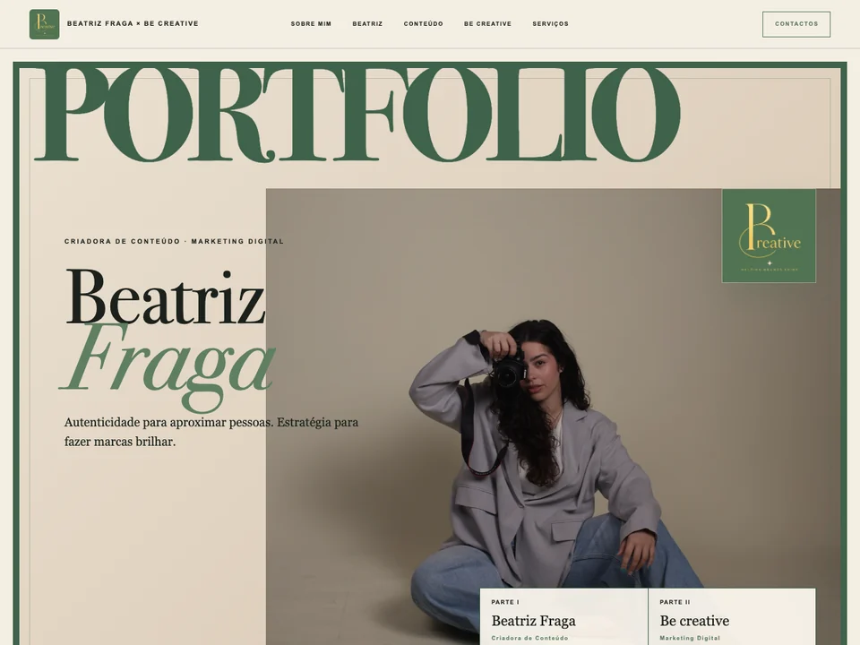 Portefólio digital de Beatriz Fraga e Be creative criado pela PeepTouch