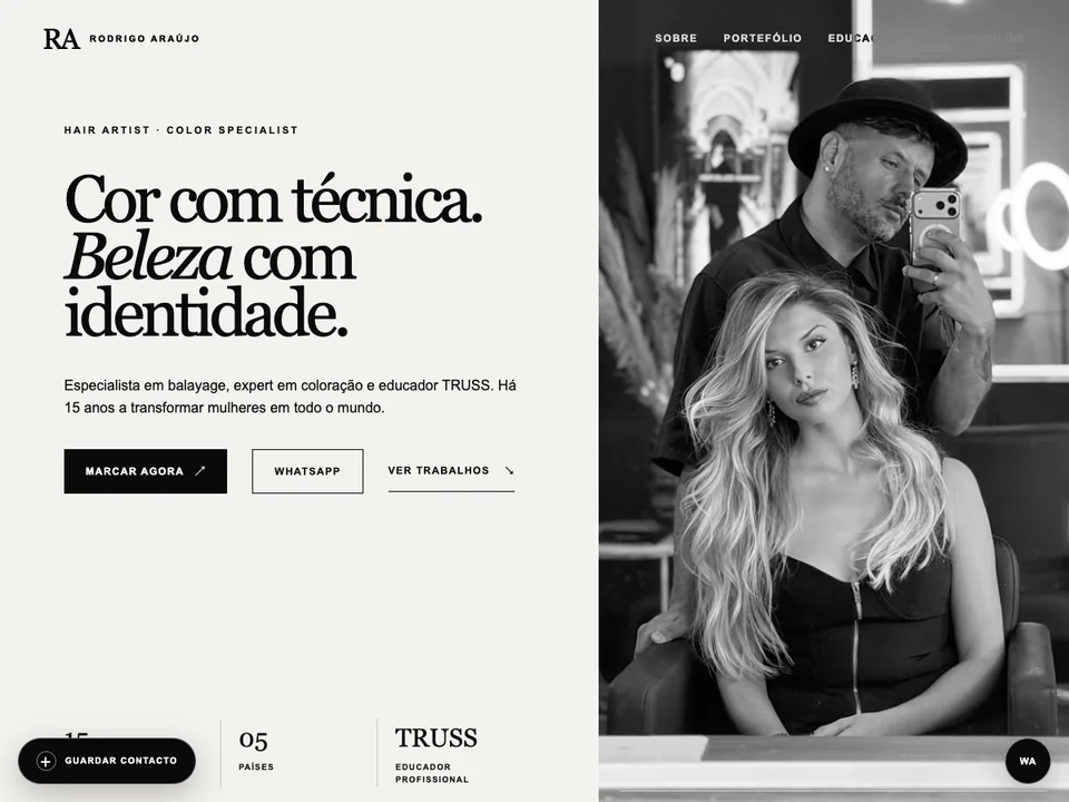 Portefólio digital de Rodrigo Araújo criado pela PeepTouch